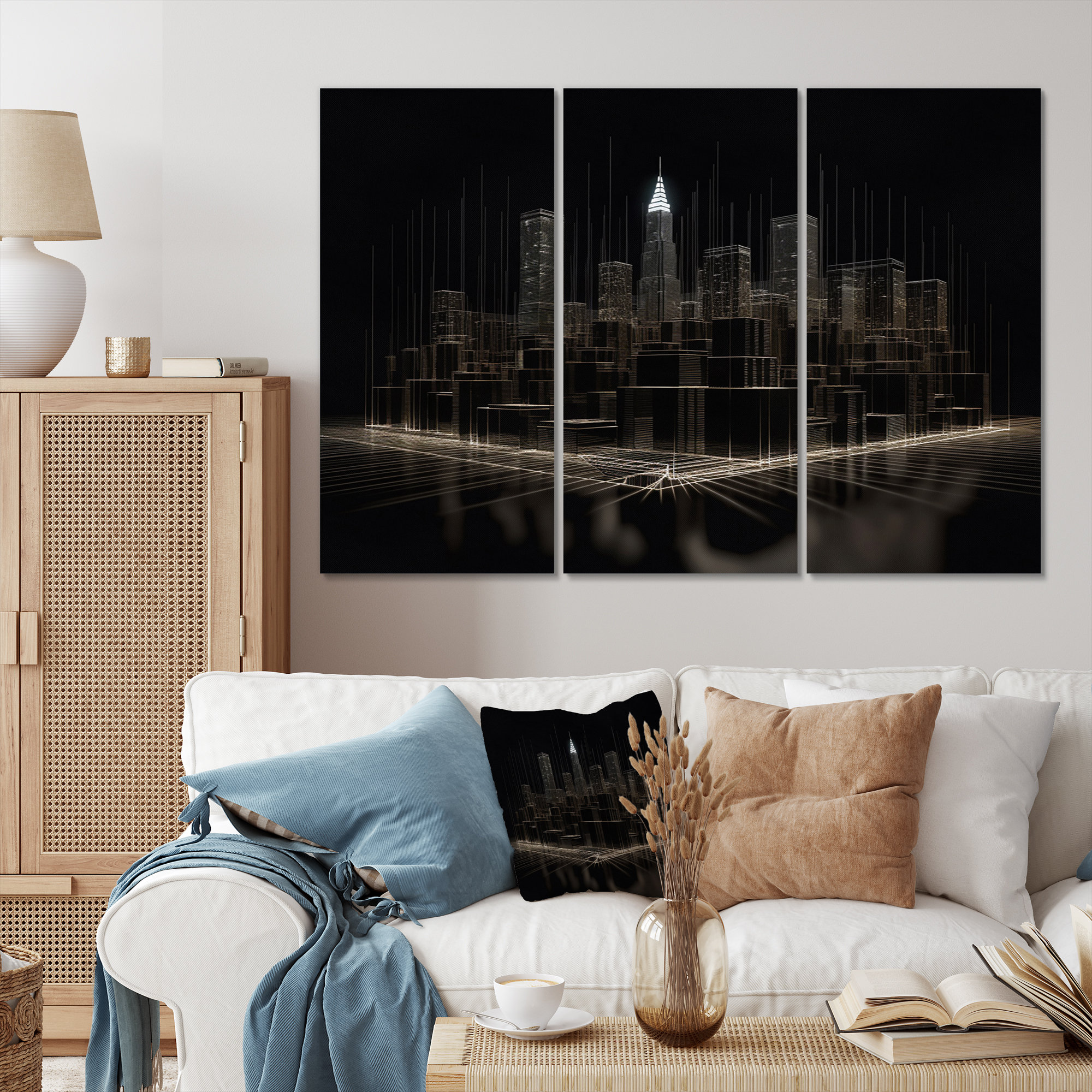 Design Art 3D Cityscape New York Future Architecture I - Futuristic Architecture Wall Art Living ...